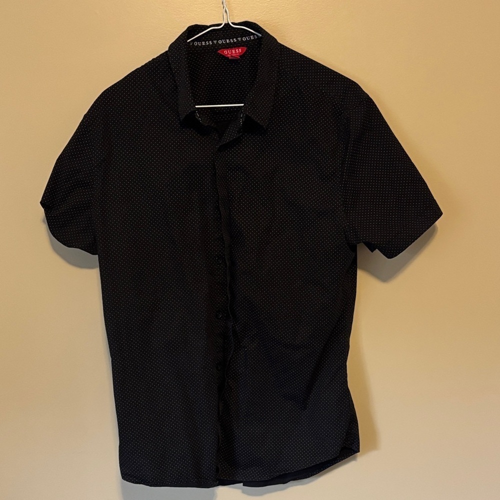 Guess Black Casual Button Down Shirt Polka Dot - Picture 2 of 9